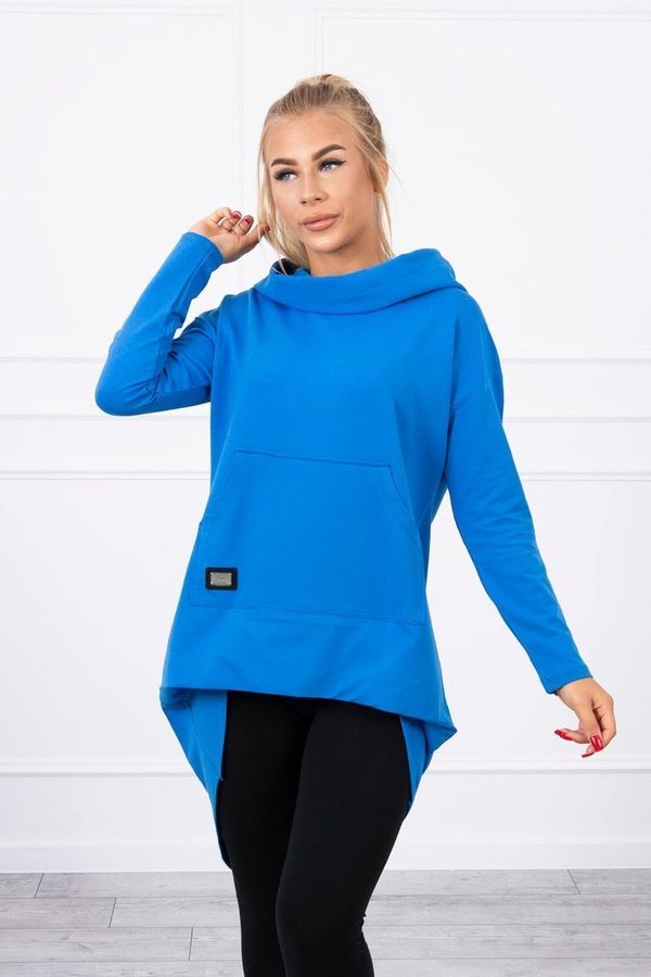 Kesi Sweatshirt with a long back and a hood - purple blue