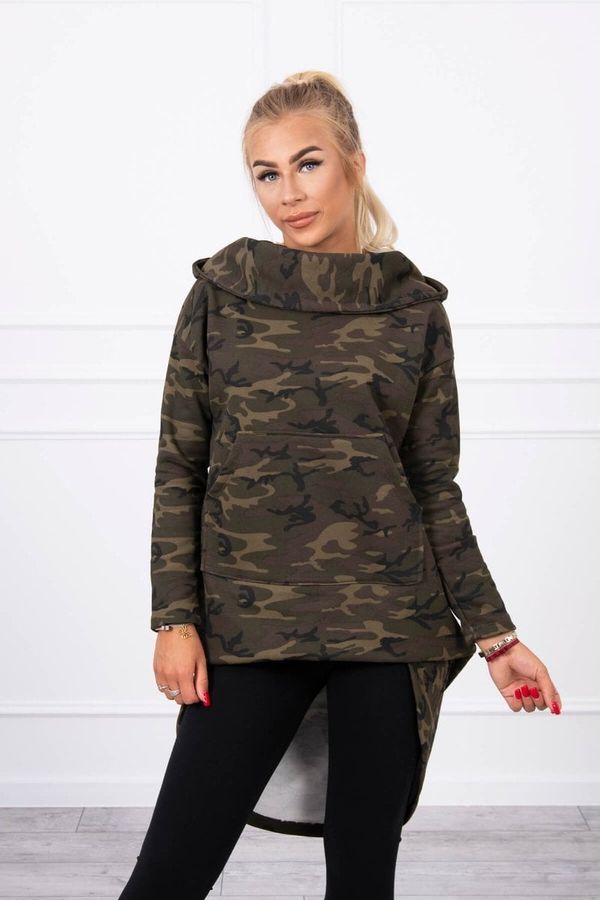 Kesi Sweatshirt with long back camo khaki+green