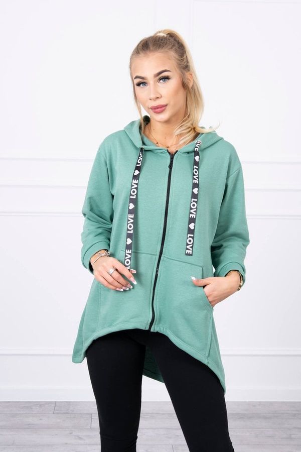 Kesi Sweatshirt with longer back and hood dark mint