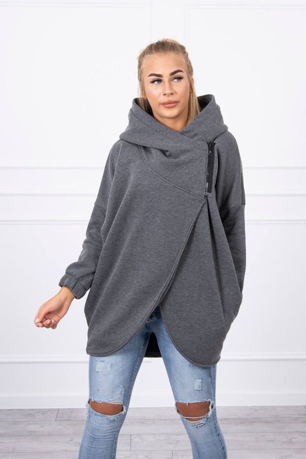 Kesi Sweatshirt with short zipper graphite melanż