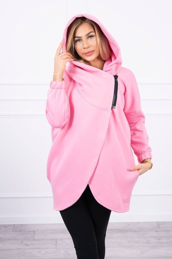 Kesi Sweatshirt with short zipper in powder pink color