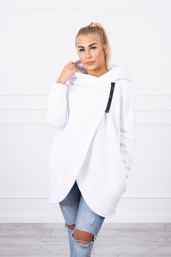 Kesi Sweatshirt with short zipper in white color