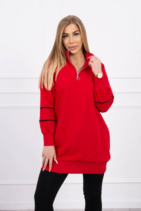 Kesi Sweatshirt with zip and pockets red