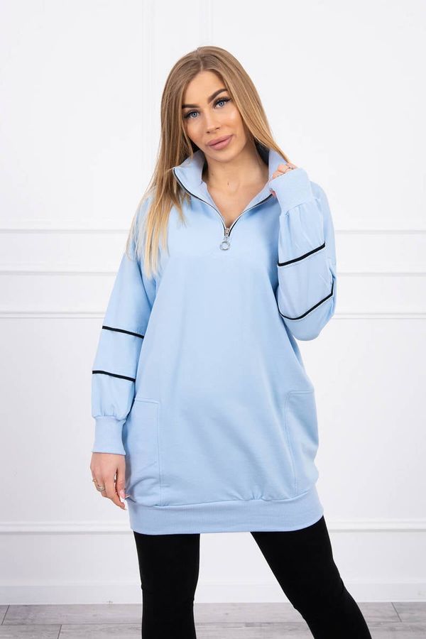 Kesi Sweatshirt with zipper and pockets cyan