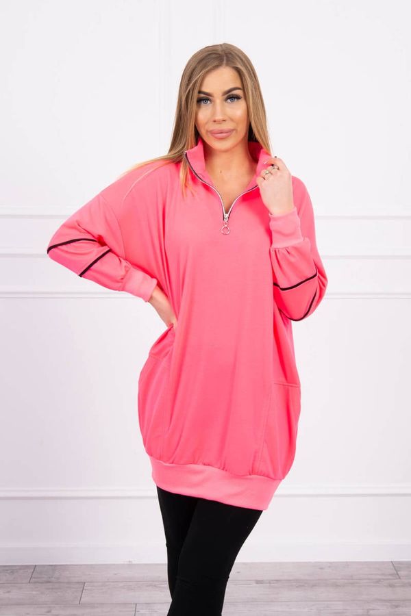 Kesi Sweatshirt with zipper and pockets in pink neon color