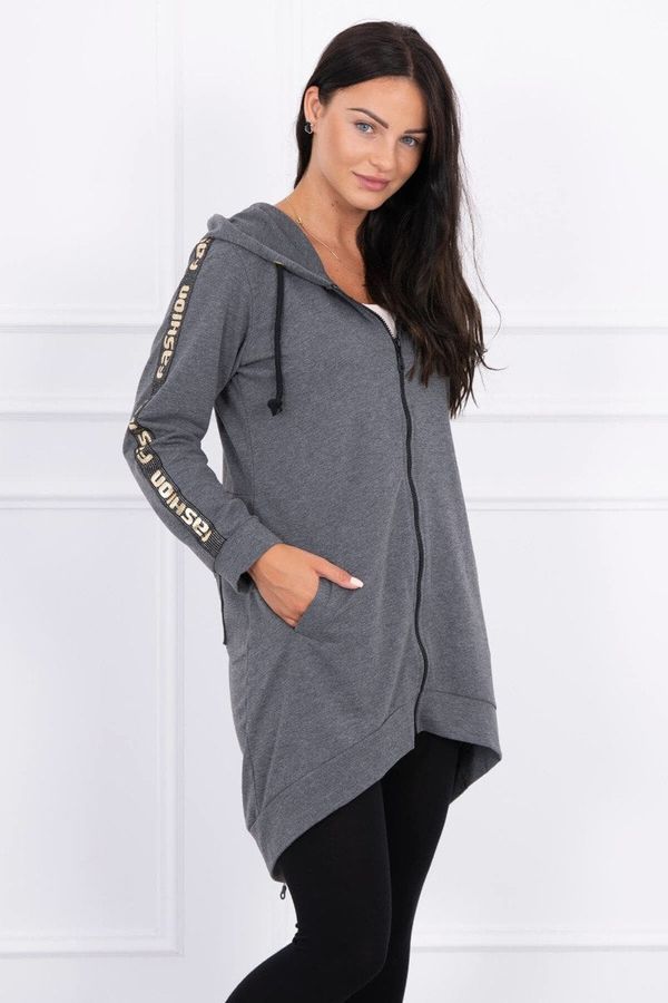 Kesi Sweatshirt with zipper at the back of graphite melange