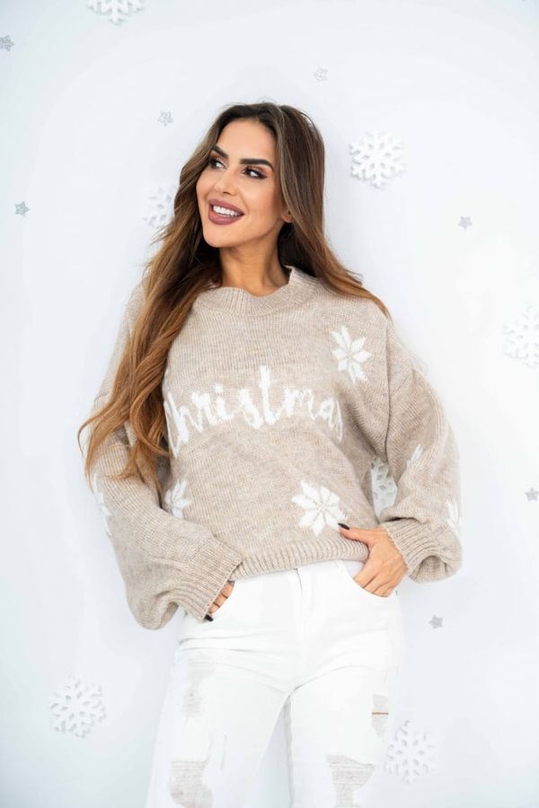 DStreet Sweter damski CHRISTMAS TIME beżowy Dstreet