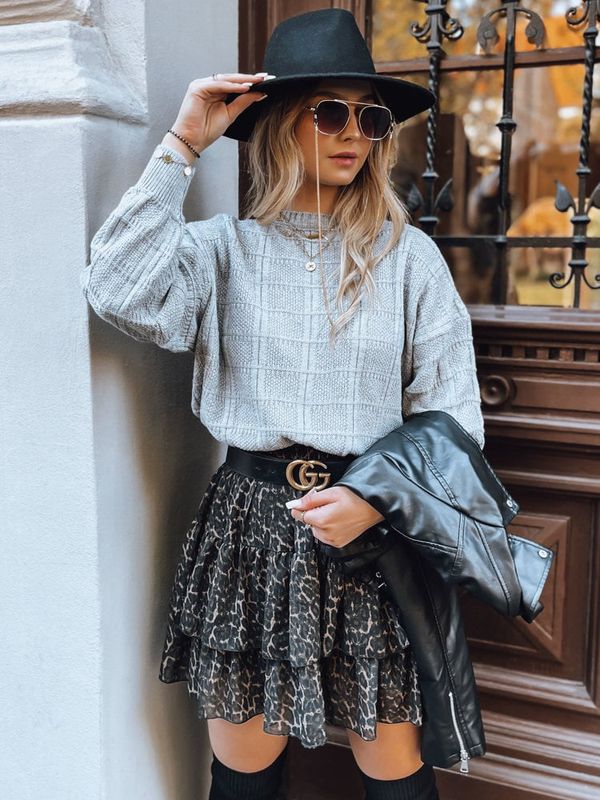 DStreet Sweter damski oversize SKYLARK szary Dstreet