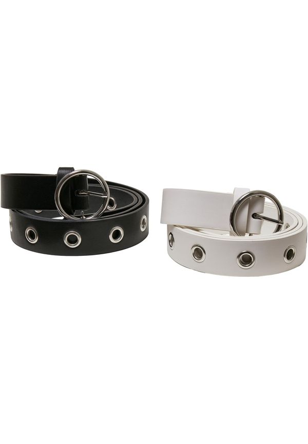 Urban Classics Synthetic leather eyelet strap 2 packs black/white