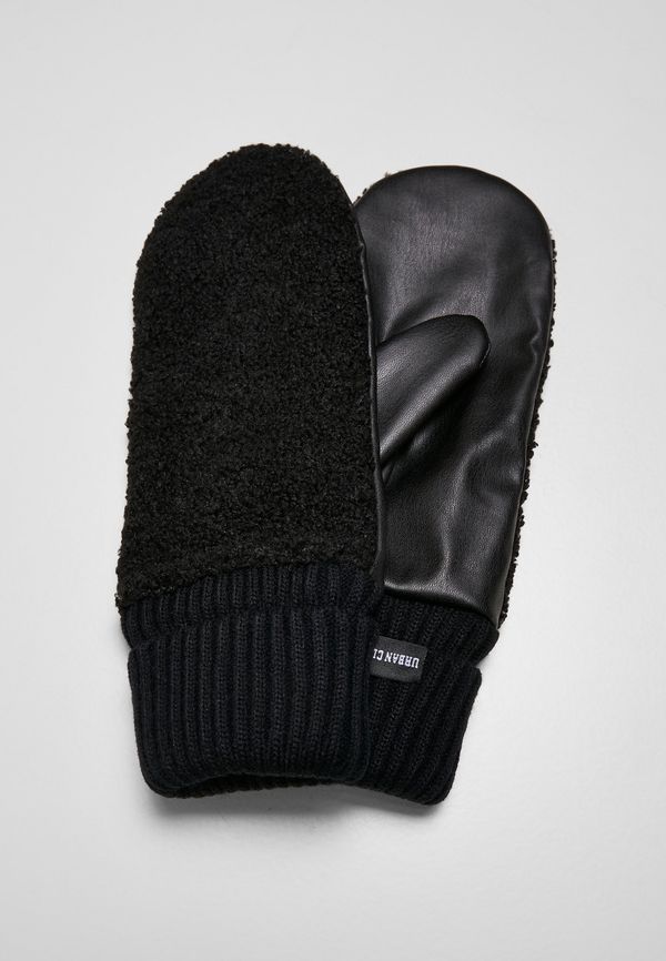 Urban Classics Synthetic leather gloves Sherpa black