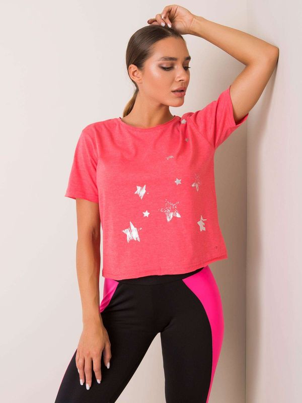 Fashionhunters T-shirt Coral Star FOR FITNESS