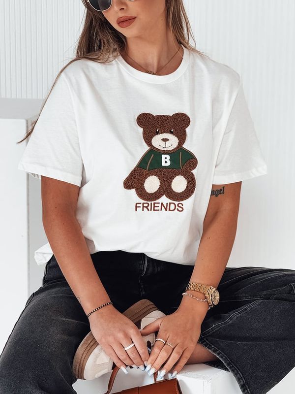 DStreet T-shirt damski BAREN ecru Dstreet