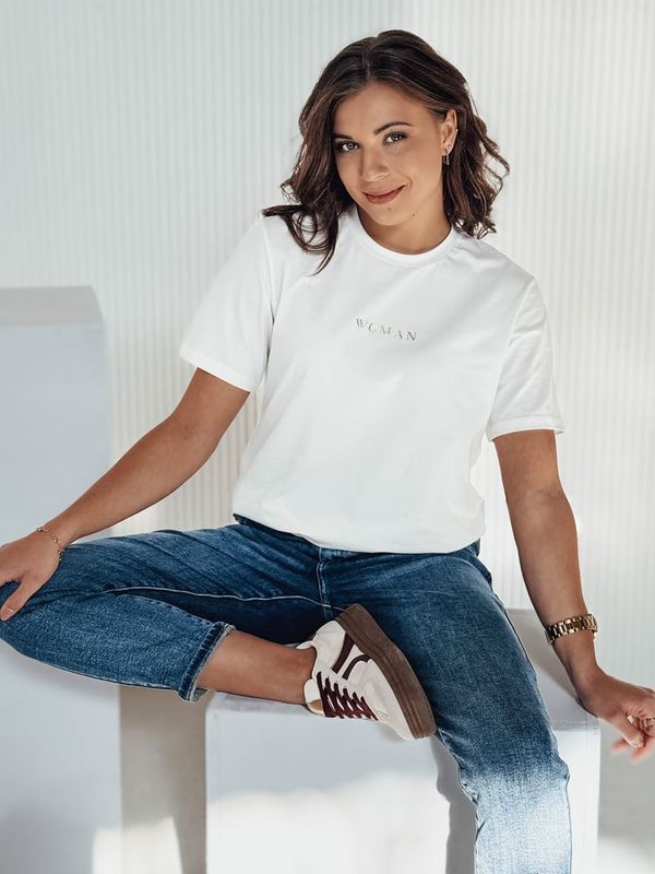 DStreet T-shirt damski WOMAN ecru Dstreet