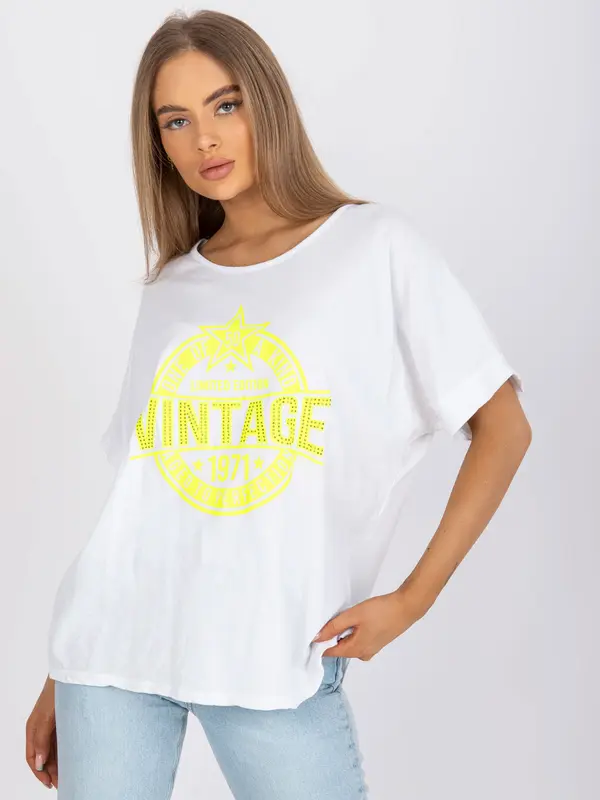 Italy Moda T-shirt-DHJ-TS-6860.26X-white-yellow