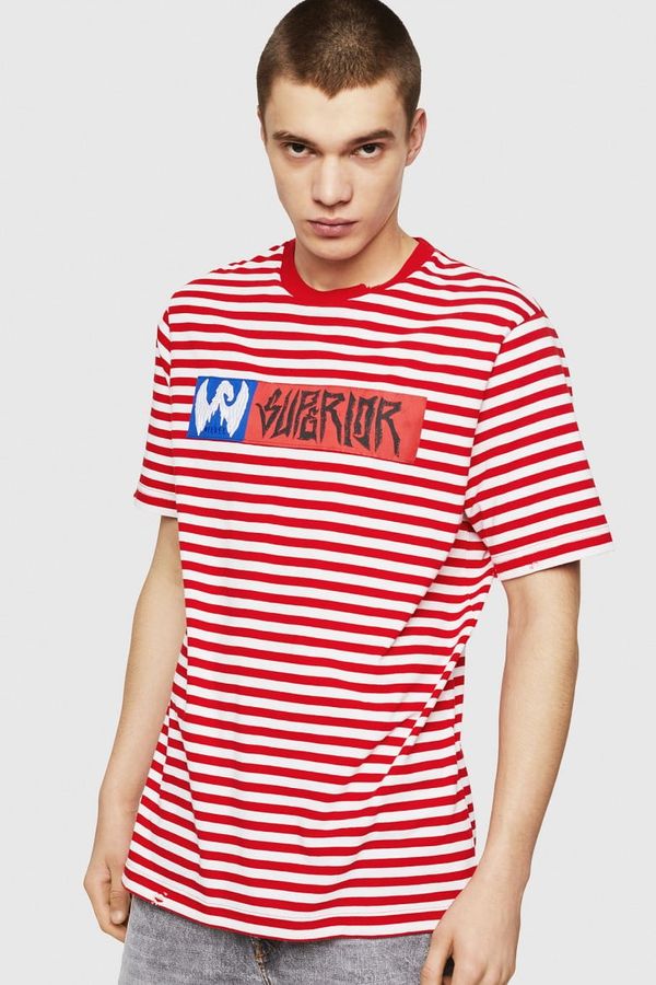 Diesel T-shirt - Diesel TVIKTOR TSHIRT red and white