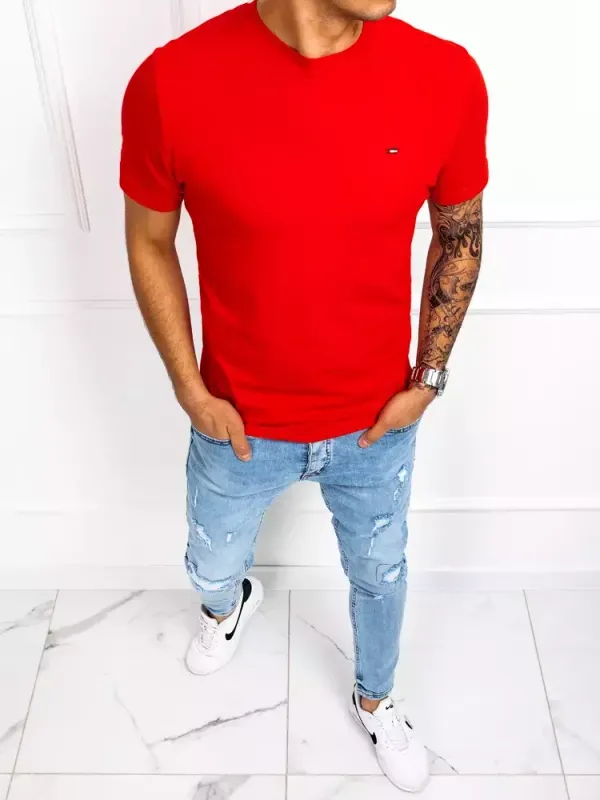 DStreet T-shirt męski gładki czerwony Dstreet