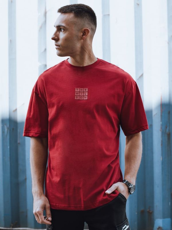 DStreet T-shirt męski z nadrukiem bordowy Dstreet