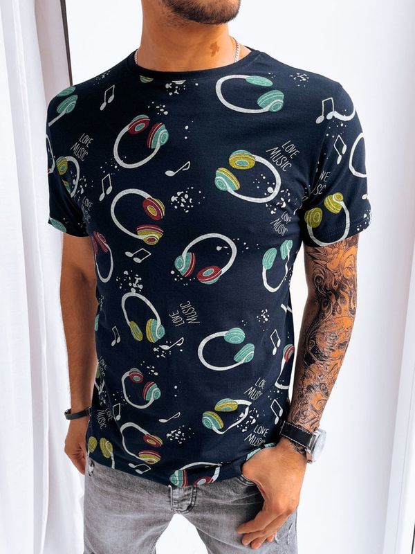 DStreet T-shirt męski z nadrukiem granatowy Dstreet