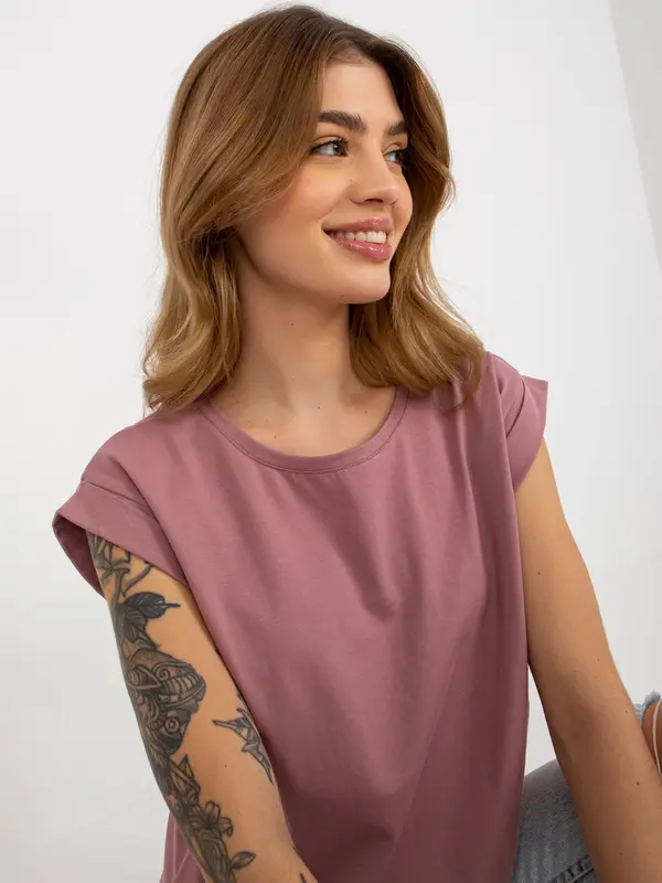 BASIC Feel Good T-shirt-RV-TS-4833.52-dark pink