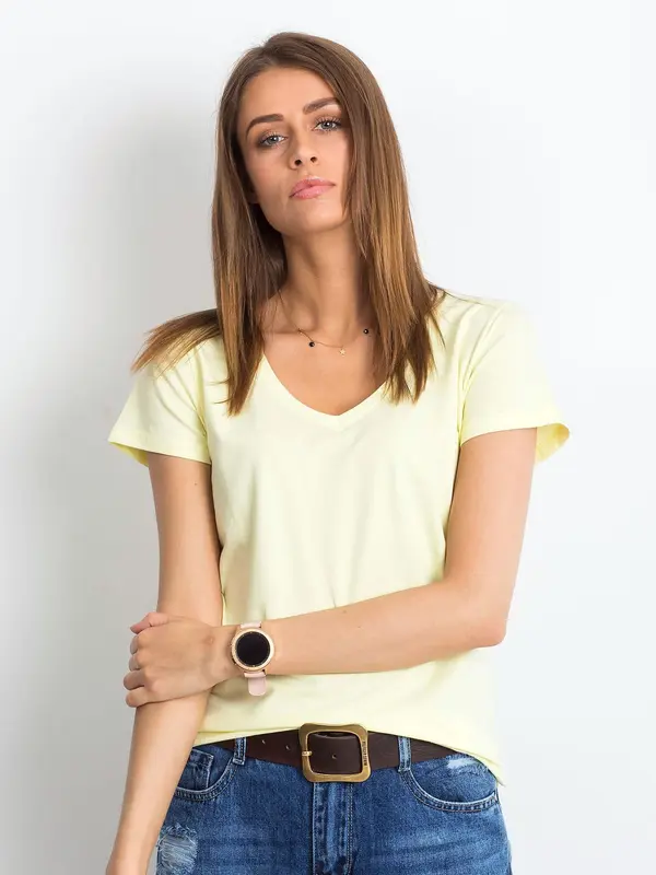 BASIC Feel Good T-shirt-RV-TS-4837.37P-Light Yellow