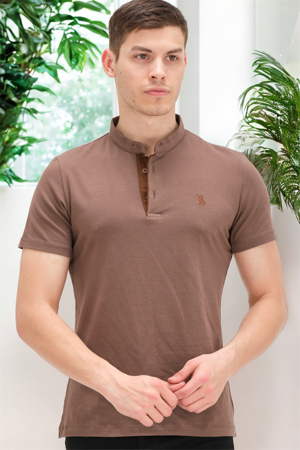 dewberry T8560 DEWBERRY T-SHIRT-PLAIN LIGHT BROWN