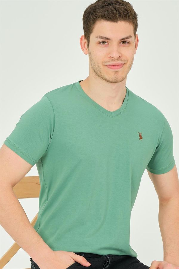 dewberry T8568 DEWBERRY V-NECK MEN'S T-SHIRT-PLAIN LIGHT GREEN