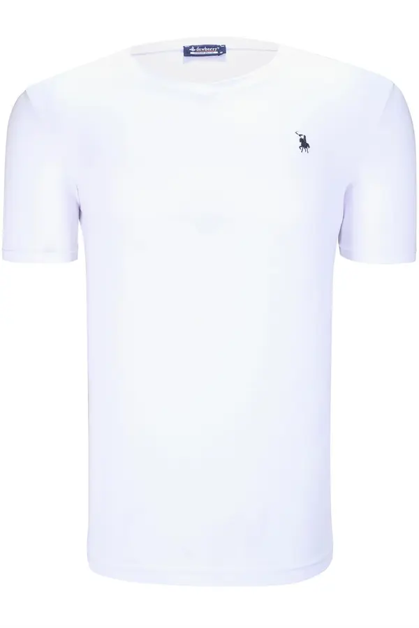 dewberry T8568 DEWBERRY V-NECK MEN'S T-SHIRT-PLAIN WHITE