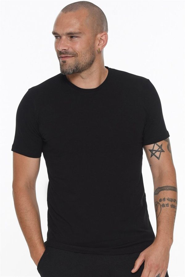 dewberry T8569 DEWBERRY BICYCLE COLLAR MEN'S T-SHIRT-BLACK