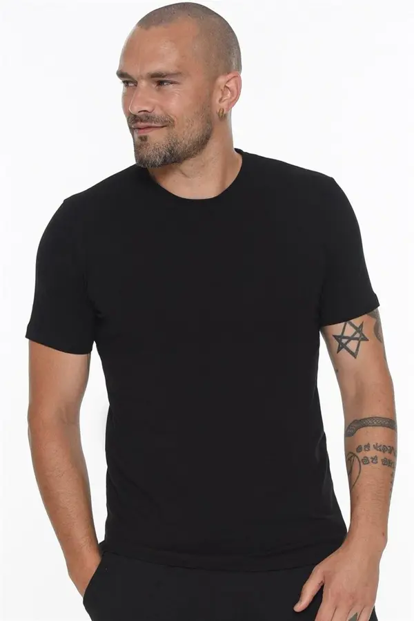 dewberry T8569 DEWBERRY BICYCLE COLLAR MEN'S T-SHIRT-LIGHT BLACK