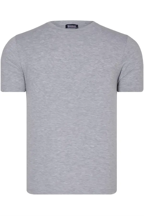 dewberry T8569 DEWBERRY BIKE COLLAR MENS T-SHIRT-PLAIN GREY
