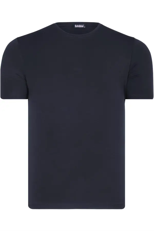 dewberry T8569 DEWBERRY BIKE COLLAR MENS T-SHIRT-PLAIN NAVY BLUE