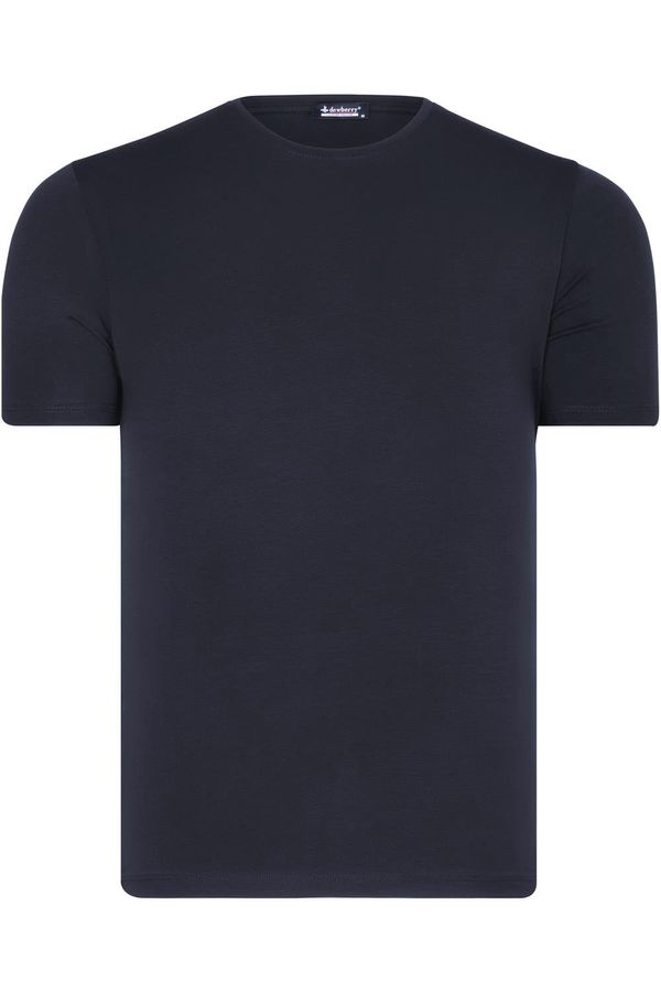 dewberry T8569 DEWBERRY BIKE COLLAR MENS T-SHIRT-PLAIN NAVY BLUE