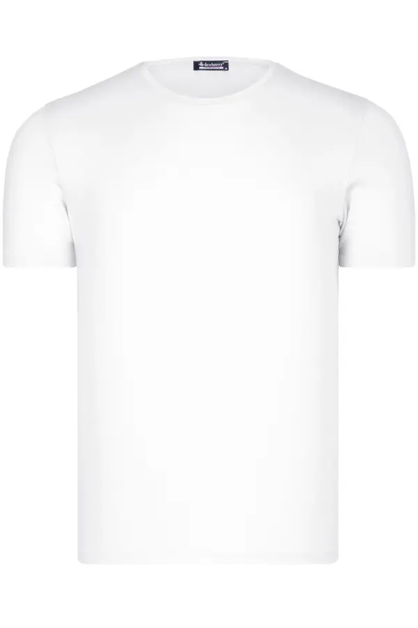 dewberry T8569 DEWBERRY BIKE COLLAR MEN'S T-SHIRT-PLAIN WHITE