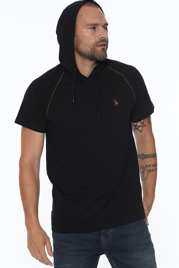 dewberry T8570 DEWBERRY HOODED MEN'S T-SHIRT-BLACK