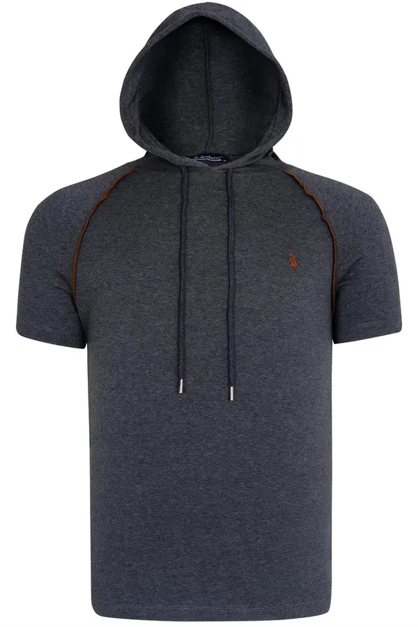 dewberry T8570 DEWBERRY HOODED MEN'S T-SHIRT-FLAT ANTHRACITE