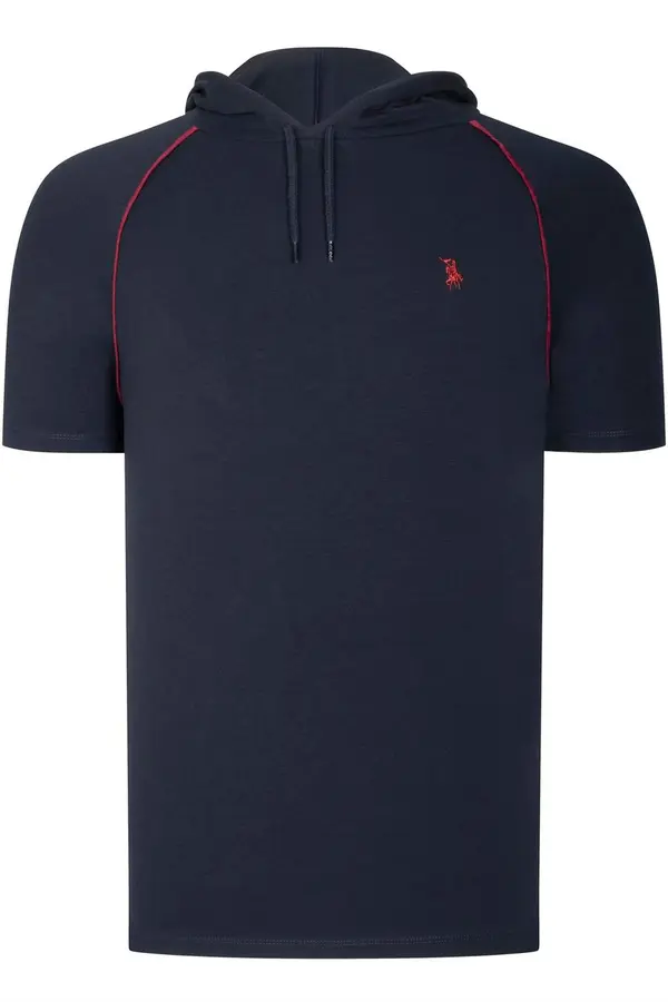 dewberry T8570 DEWBERRY HOODED MEN'S T-SHIRT-PLAIN NAVY BLUE