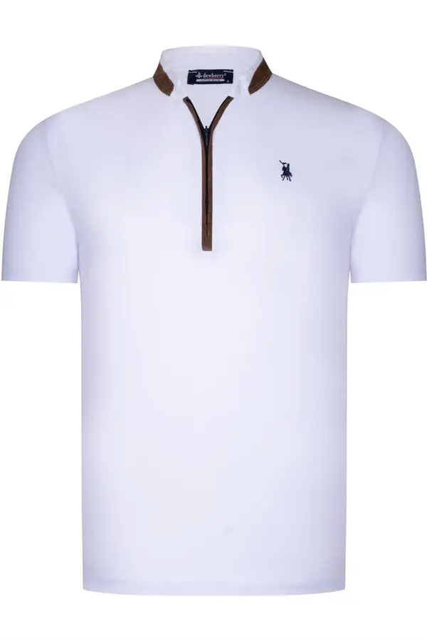 dewberry T8571 MOŠKA MAJICA Z ZADRGO NAVADNA BELA