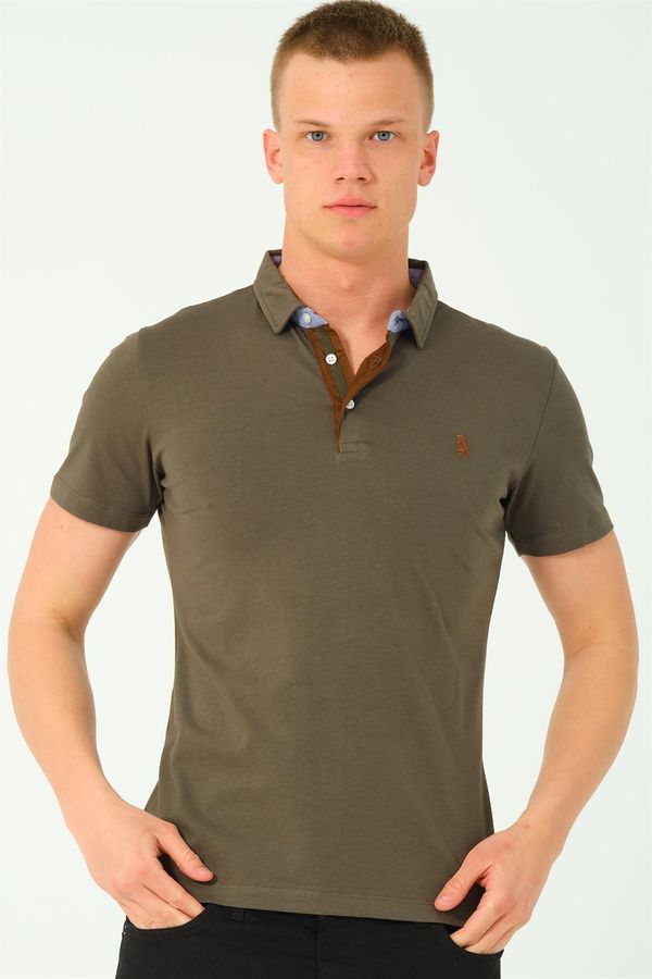 dewberry T8582 DEWBERRY MEN'S T-SHIRT-DARK KHAKI-2