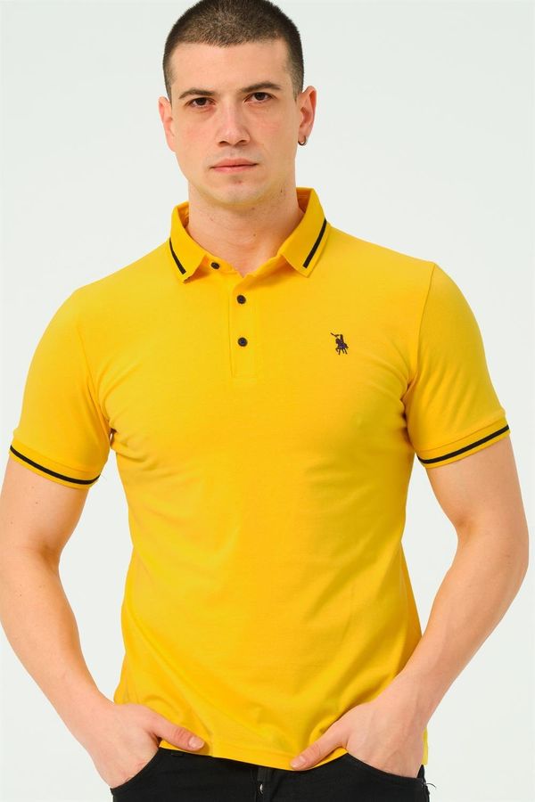 dewberry T8586 DEWBERRY MEN'S POLO NECK T-SHIRT-LIGHT YELLOW