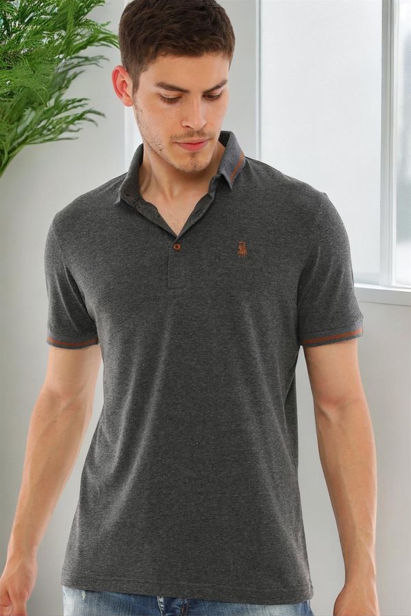 dewberry T8586 DEWBERRY MEN'S POLO NECK T-SHIRT-PLAIN ANTHRACITE