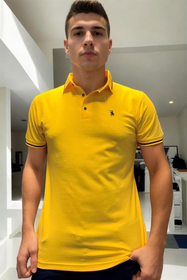 dewberry T8586 DEWBERRY MEN'S POLO NECK T-SHIRT-PLAIN YELLOW