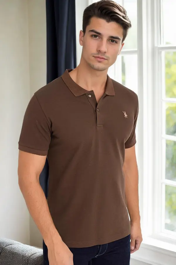 dewberry T9561 DEWBERRY MEN'S TSHIRT-BROWN