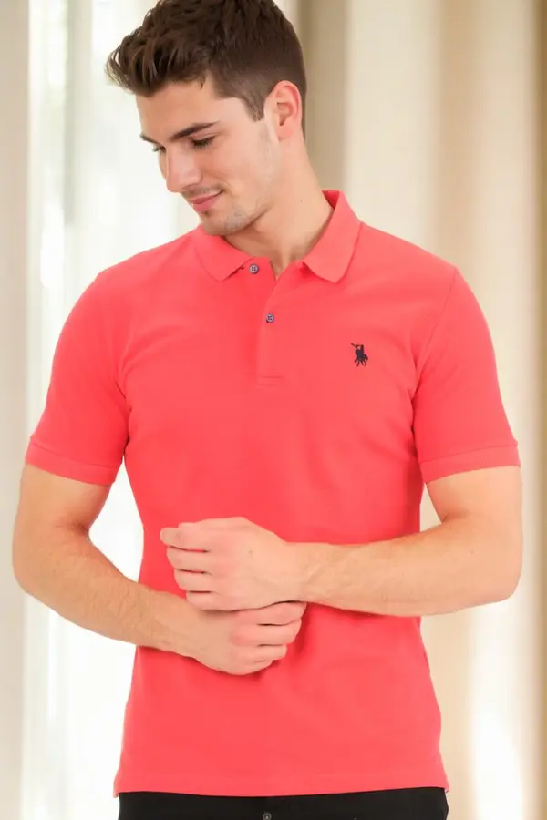 dewberry T9561 DEWBERRY MEN'S TSHIRT-POMEGRANATE