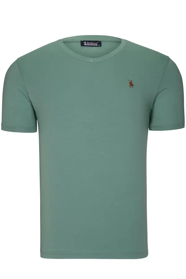 dewberry T9568 DEWBERRY V-NECK MEN'S T-SHIRT-LIGHT GREEN