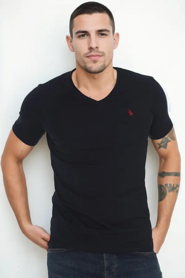 dewberry T9568 DEWBERRY V-NECK MEN'S T-SHIRT-NAVY BLUE