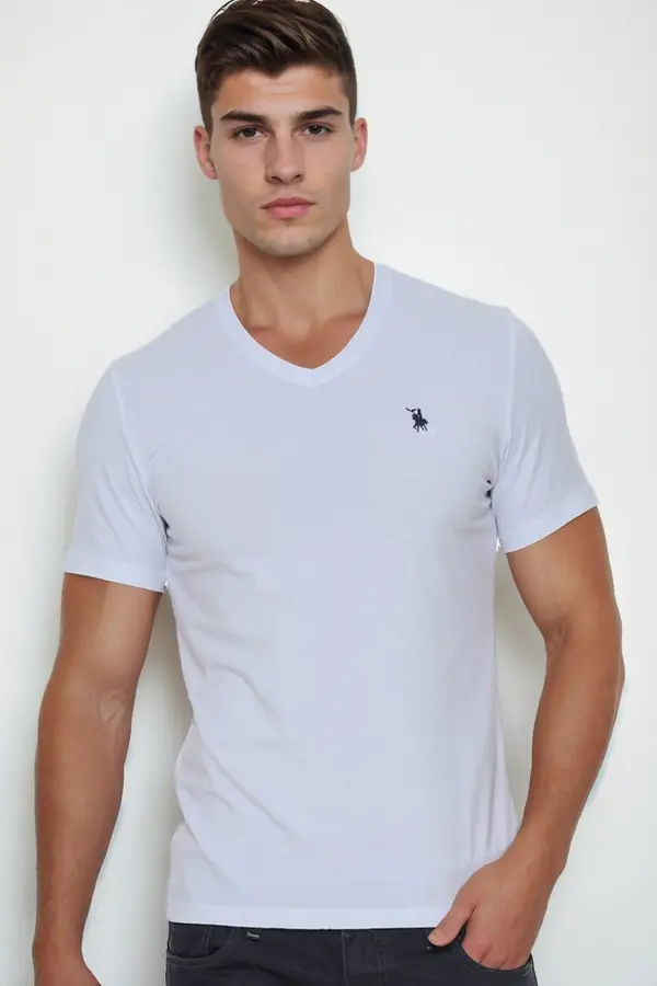 dewberry T9568 DEWBERRY V-NECK MEN'S T-SHIRT-WHITE