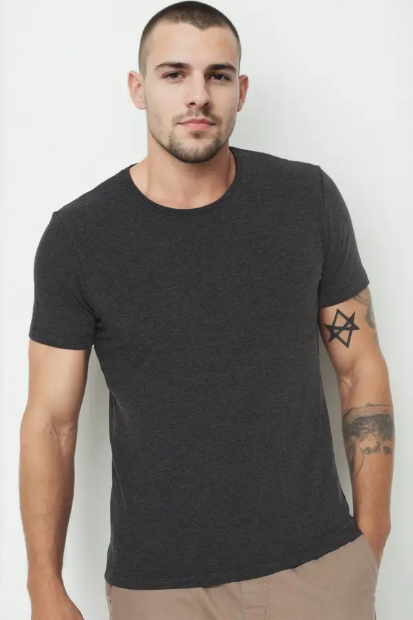 dewberry T9569 DEWBERRY BICYCLE COLLAR MEN'S T-SHIRT-ANTHRACITE