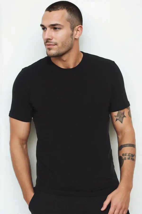dewberry T9569 DEWBERRY BICYCLE COLLAR MEN'S T-SHIRT-BLACK