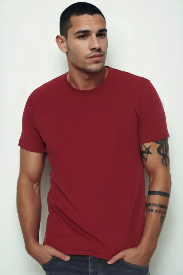 dewberry T9569 DEWBERRY BICYCLE COLLAR MEN'S T-SHIRT-BURGUNDY