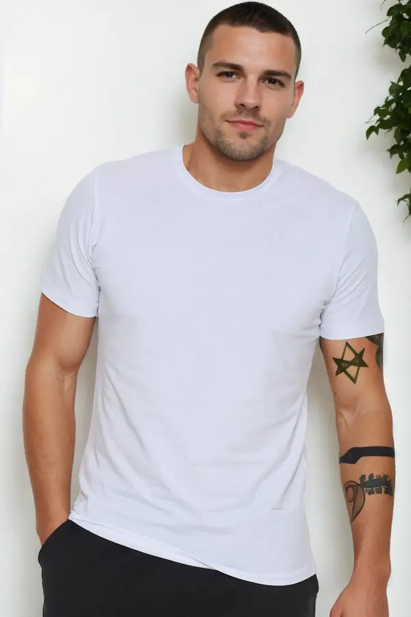 dewberry T9569 DEWBERRY BIKE COLLAR MEN'S T-SHIRT-WHITE